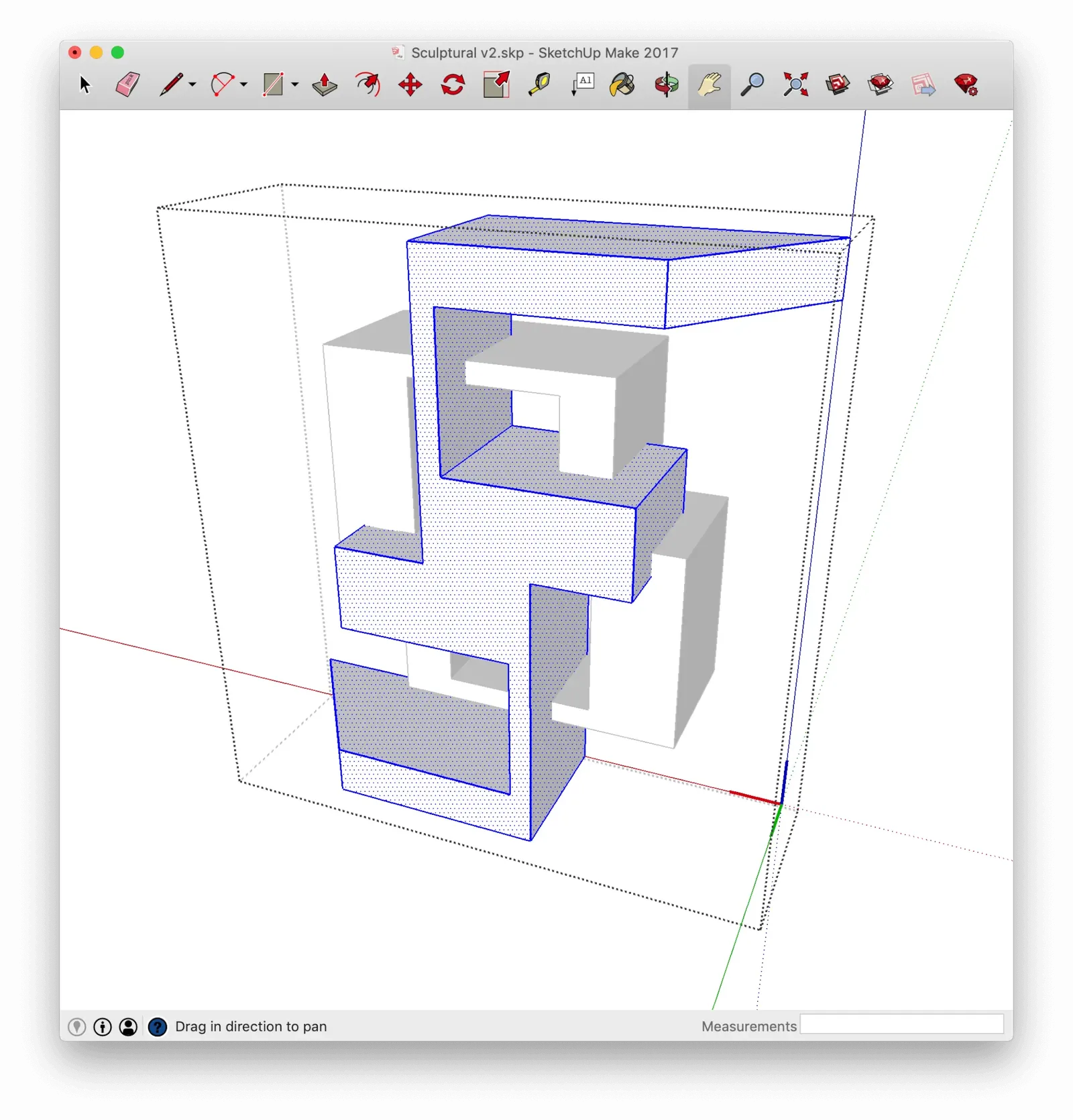 Screenshot of 3D modeling in Sketchup — exploring geometric volumes and symmetry