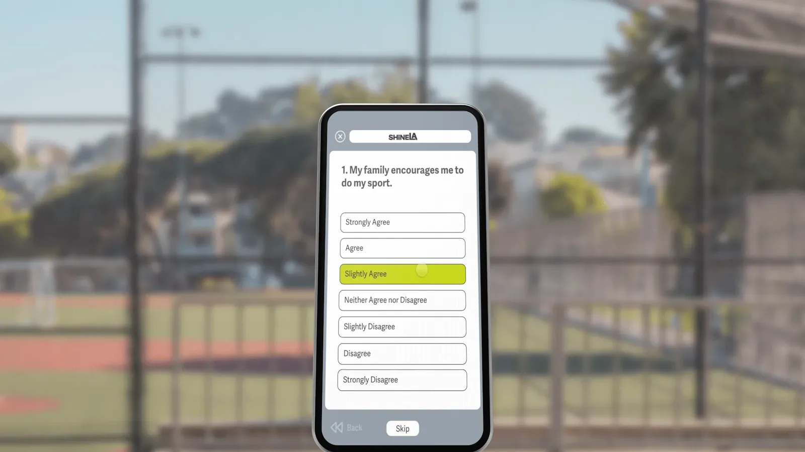Survey prototype frames showing the baseball field question